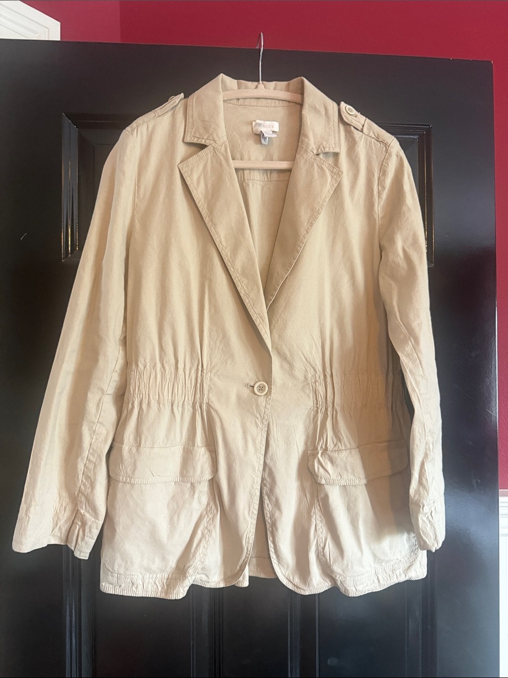 Chico's Beige Single-Button Lightweight Blazer